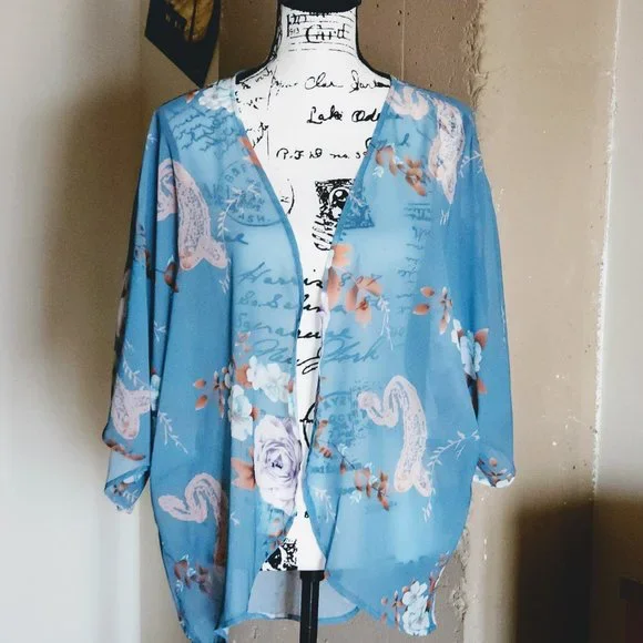 Floral Kimono / Swim Coverup - Picture 7 of 9
